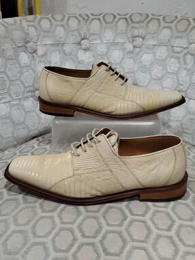 David Eden Orson Lizard Shoes In Cream And Yellow Size 9.5
